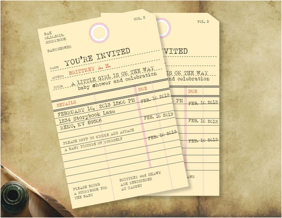 Library Card Wedding Invitation Template Printable Library Card Invitation with Optional Customization