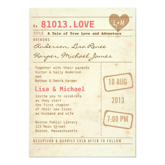 Library Card Wedding Invitation Template Vintage Library Card Wedding Invitation Zazzle Com