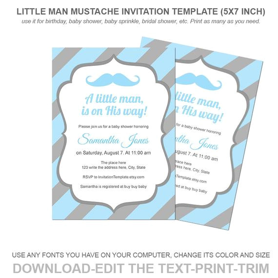 Little Man Birthday Invitation Template Free Online Items Similar to Little Man Mustache Invitation Template