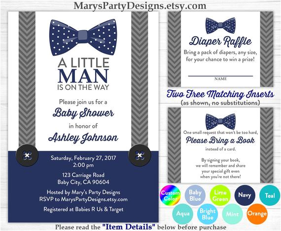Little Man Birthday Invitation Template Free Online Little Man Baby Shower Invitation Bow Tie Boy Navy Blue Gray