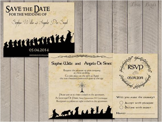 Lord Of the Rings Wedding Invitation Template Wedding Invitation Set Lord Of the Rings Save the Date