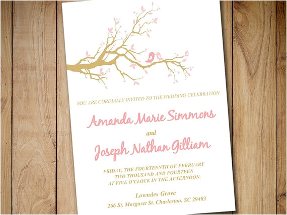 Love Birds Wedding Invitation Template Love Bird Wedding Invitation Template by Paintthedaydesigns