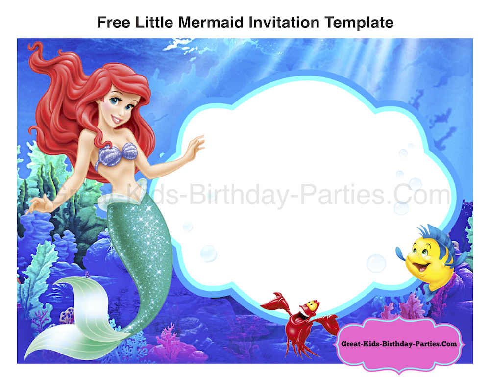 Mermaid Party Invitation Template Little Mermaid Font