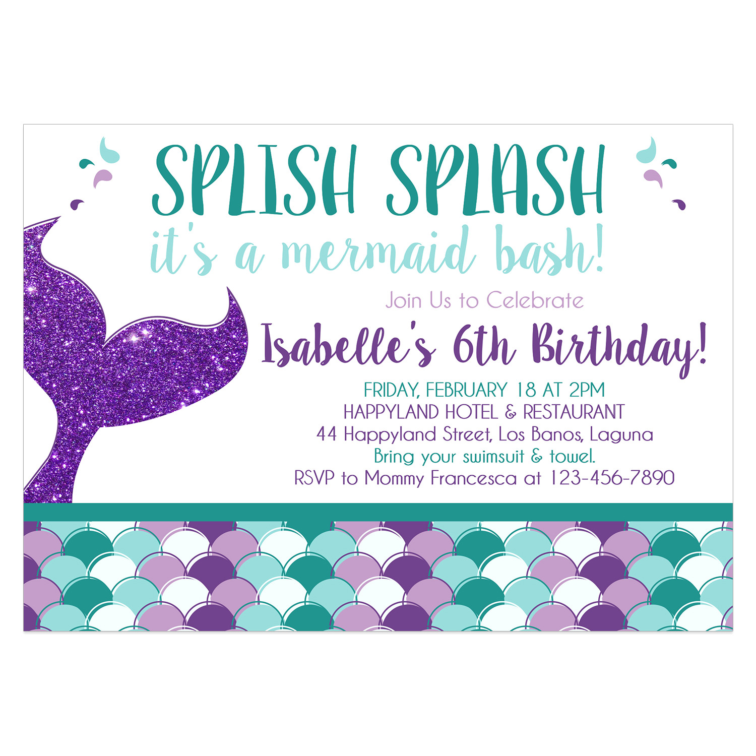 Mermaid Party Invitation Template Mermaid Birthday Invitation Diy Printable Template