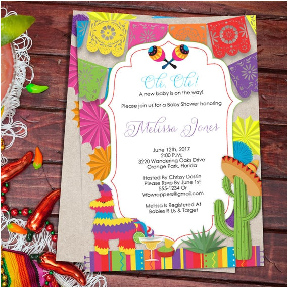 Mexican Party Invitation Template Baby Shower Fiesta Mexican themed Baby Shower Invitation