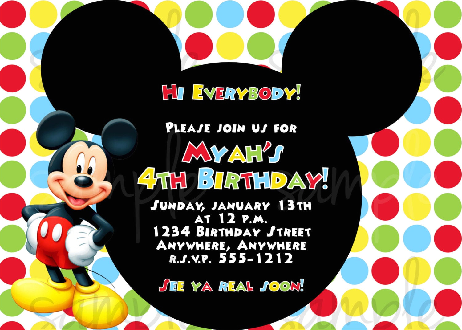 Mickey Mouse Birthday Invitation Template Mickey Mouse Birthday Invitation