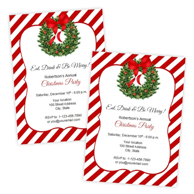 Microsoft Word Holiday Party Invitation Template Christmas or Holiday Party Invitation Holiday Wreath Diy