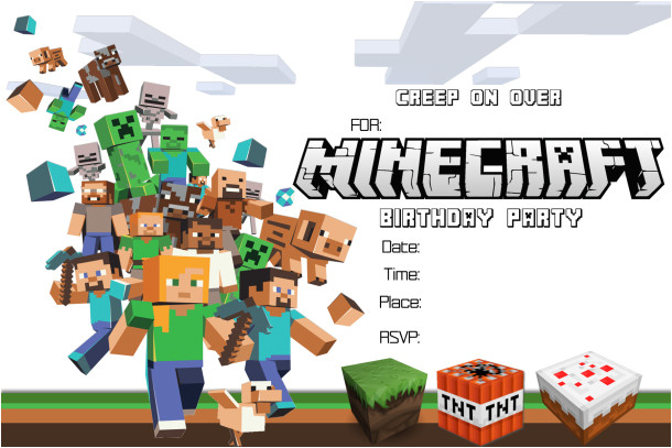 Minecraft Party Invitation Template 41 Printable Birthday Party Cards Invitations for Kids