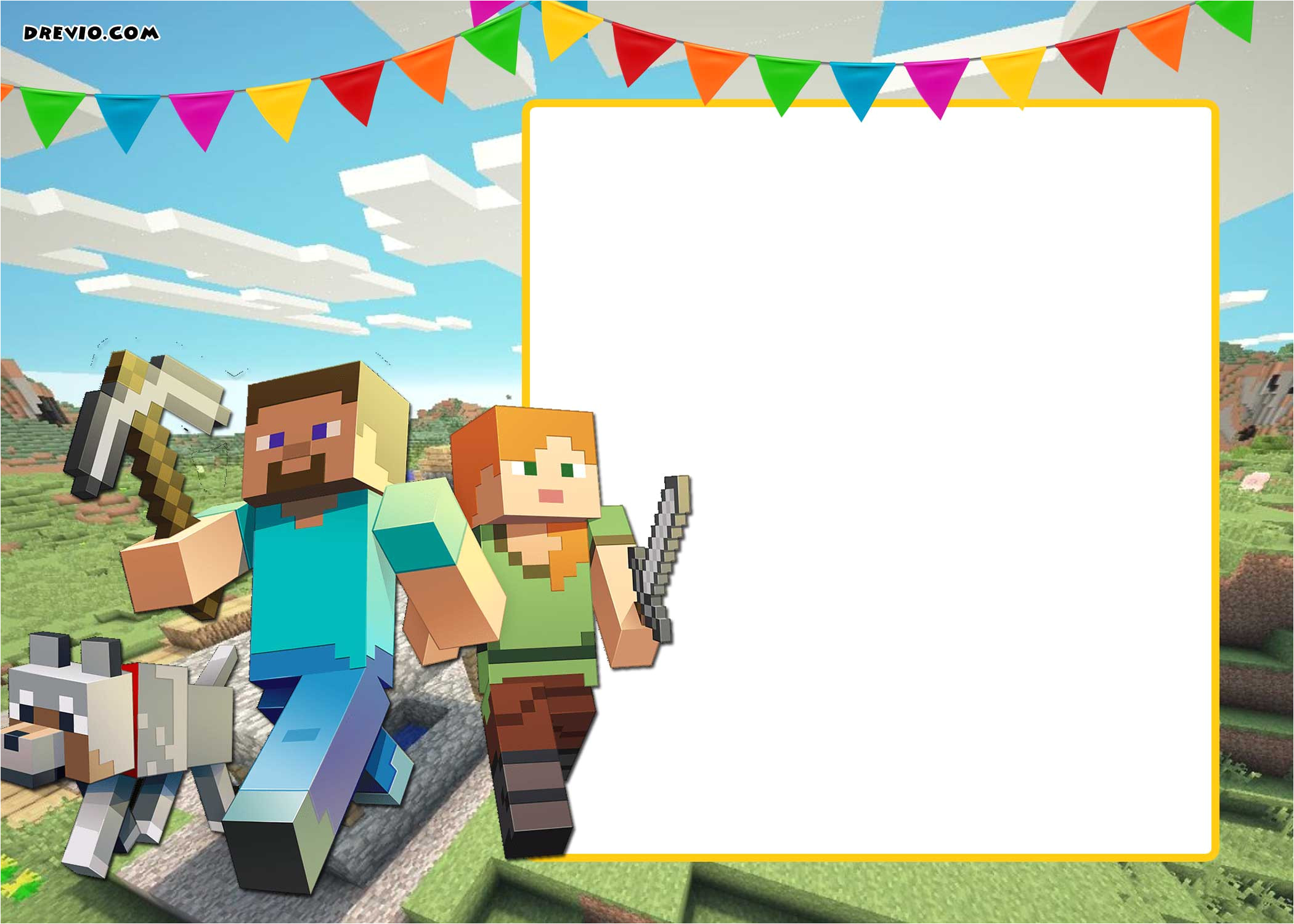 Minecraft Party Invitation Template Free Printable Minecraft Birthday Invitation Template