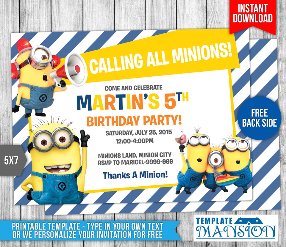Minions Birthday Invitation Template Minions Birthday Invitation 7 by Templatemansion On