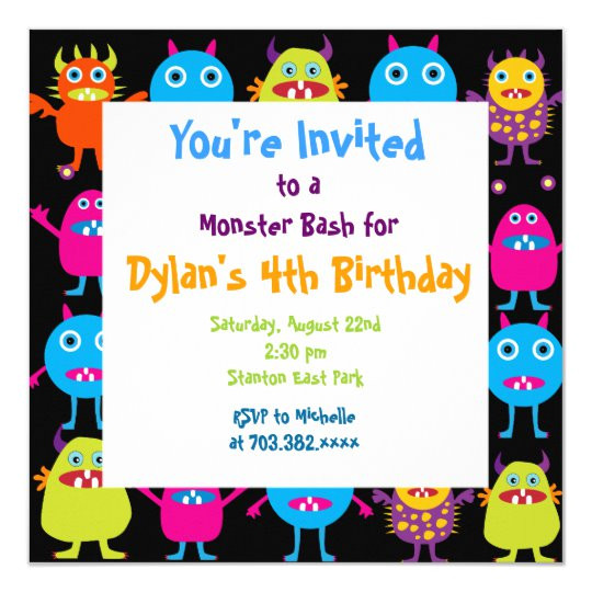 Monster Birthday Invitation Template Cute Monster Birthday Party Invitation Templates Zazzle Com