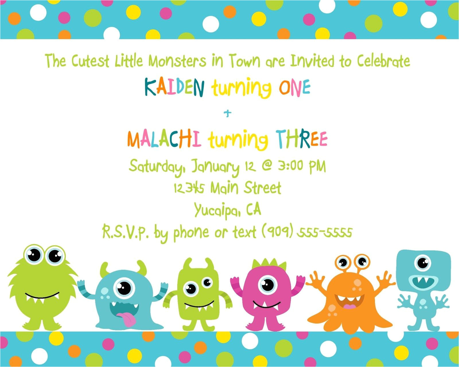Monster Birthday Invitation Template Free Monster Birthday Invitations for andrew Invitation