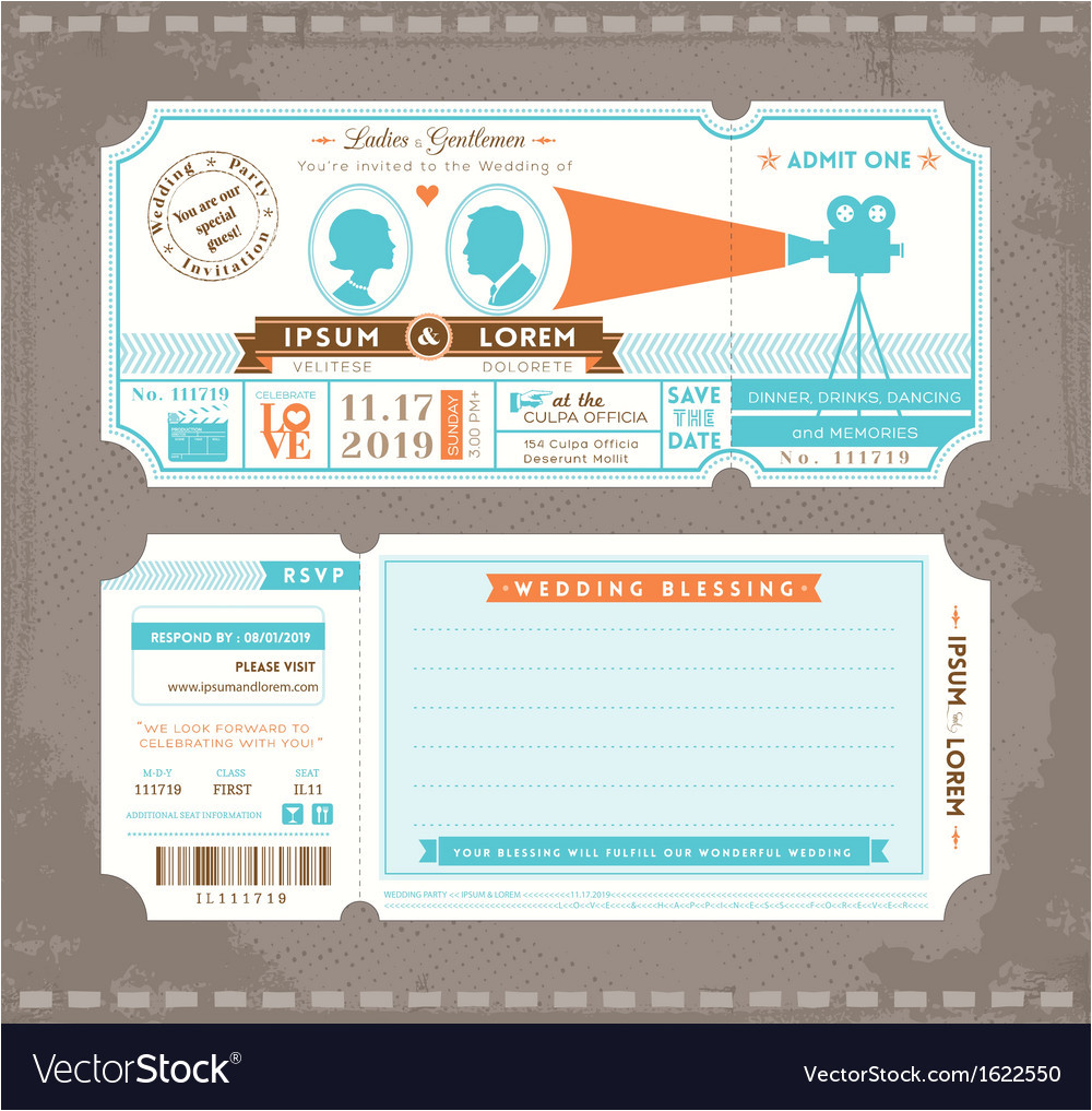 Movie Ticket Wedding Invitation Template Movie Ticket Wedding Invitation Design Template Vector Image Movie Ticket Wedding Invitation Template Movie Ticket Wedding Invitation Design Template Vector Image
