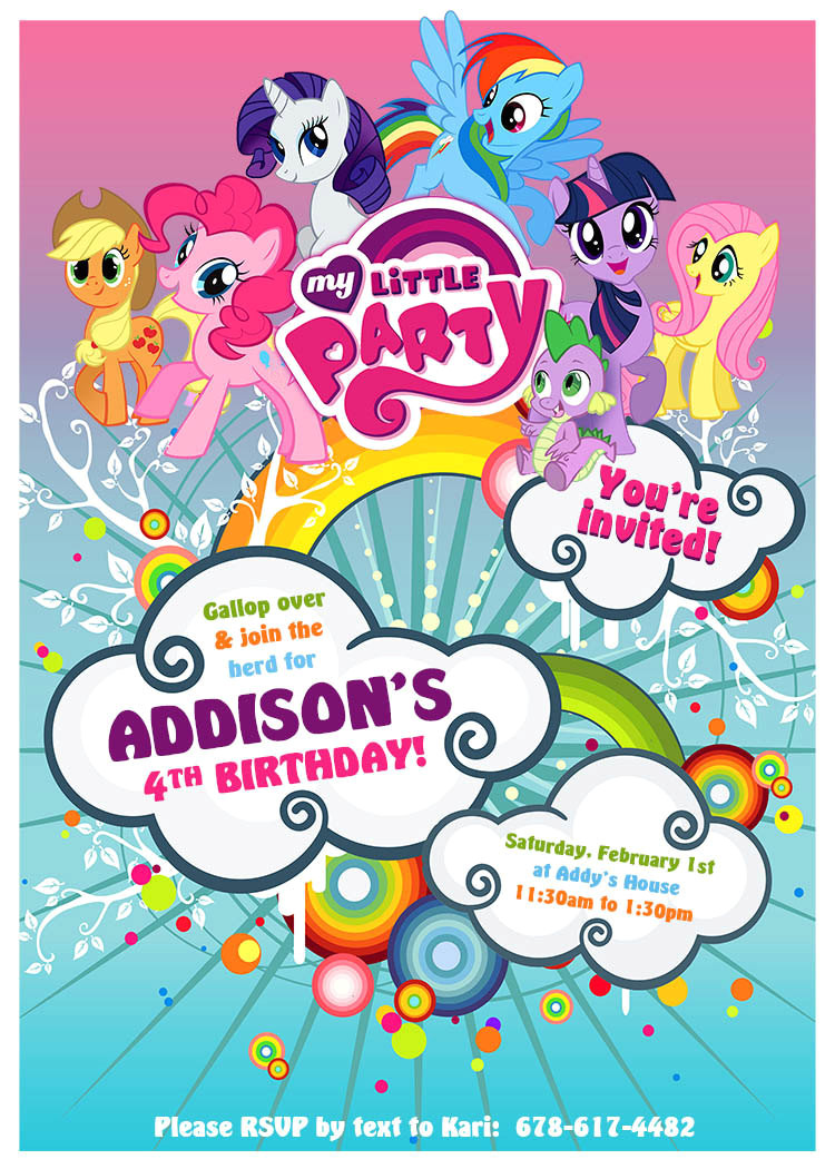 My Little Pony Birthday Invitation Template My Little Pony Birthday Invitation Design Customized to Your