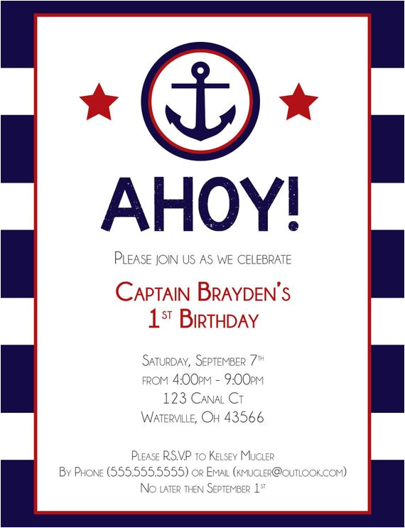 Nautical Birthday Invitation Template Nautical Birthday Invitation by Savethedatedesigns On Etsy