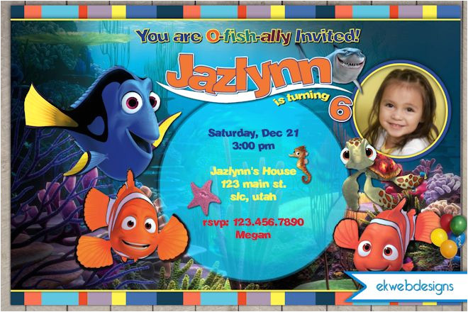 Nemo Birthday Invitation Template Finding Nemo Birthday Invitation Custom Digital File