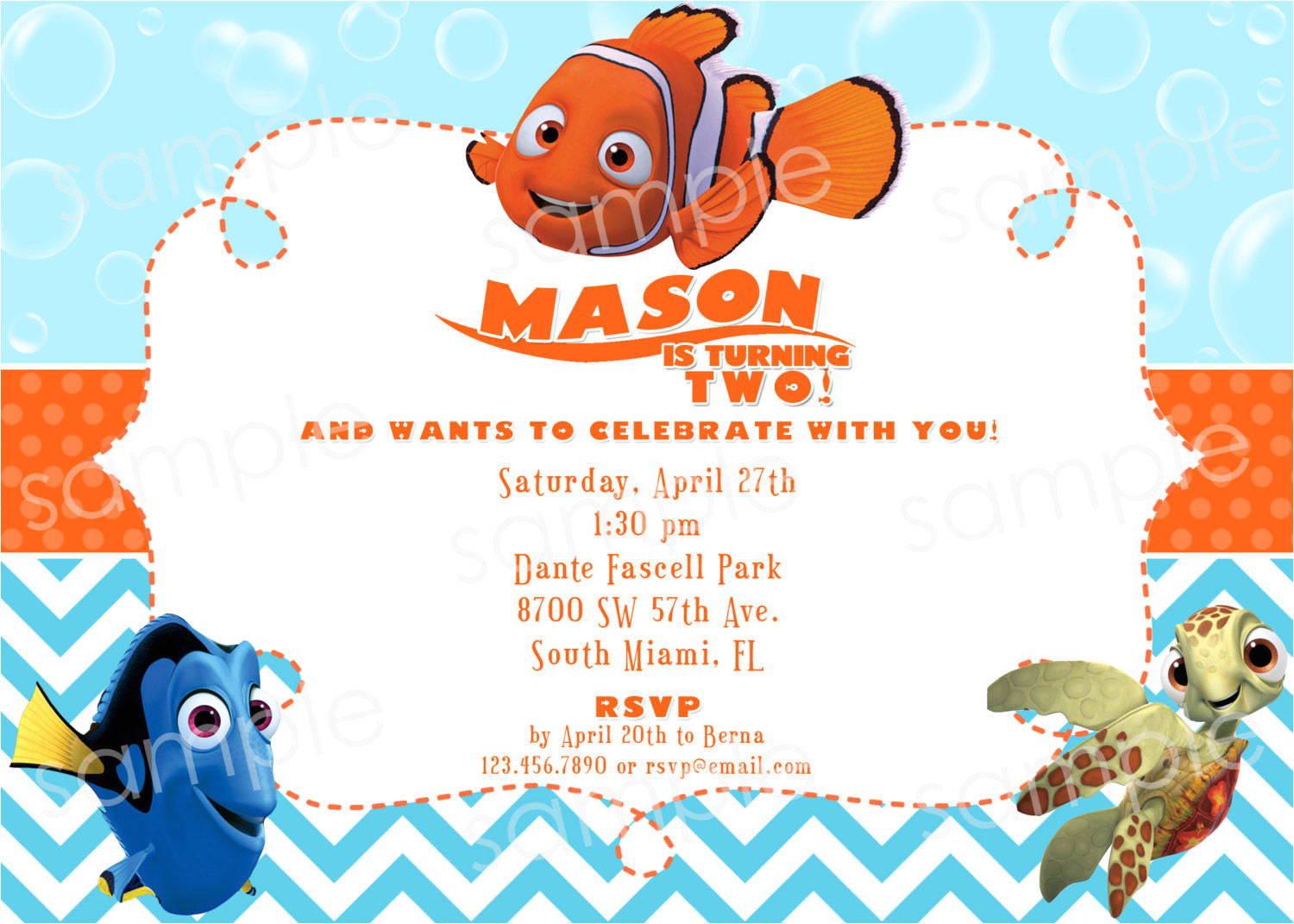 Nemo Birthday Invitation Template Finding Nemo Birthday Invitation Diy Digital by Modpoddesigns