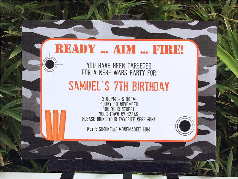 Nerf Party Invitation Template Nerf Birthday Party Printable Templates Nerf Party theme