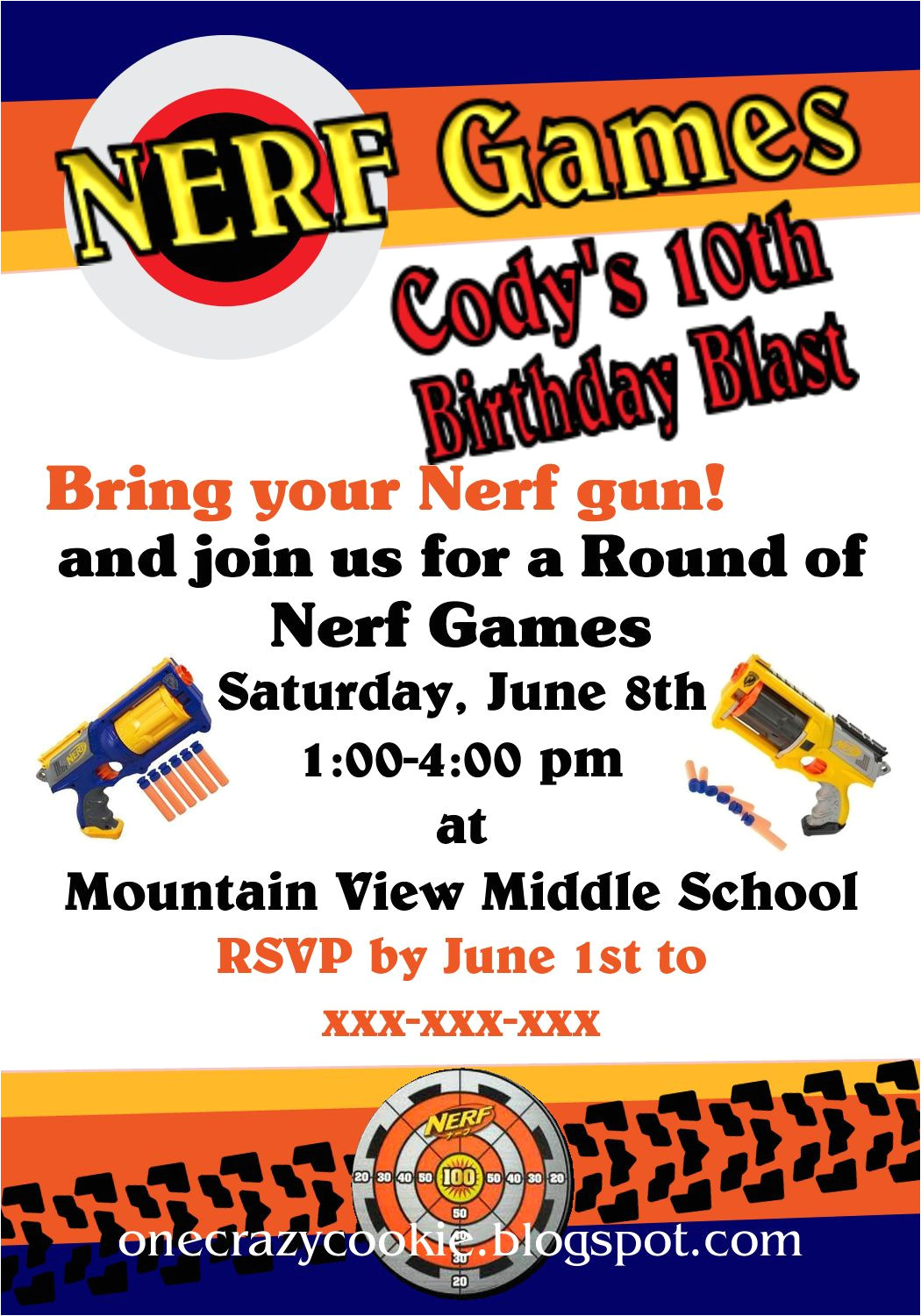 Nerf Party Invitation Template One Crazy Cookie Using My Creative Side On A Nerf Party