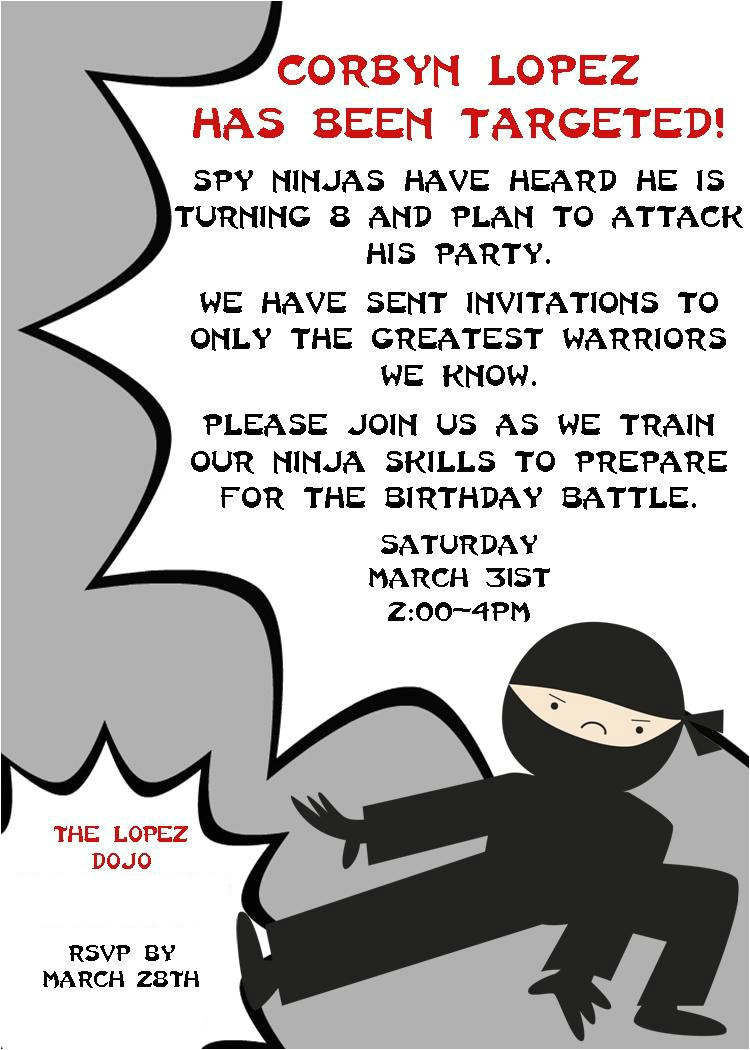 Ninja Party Invitation Template Free Ninja Birthday Party Ninja Party Invitation Template Free Ninja Birthday Party