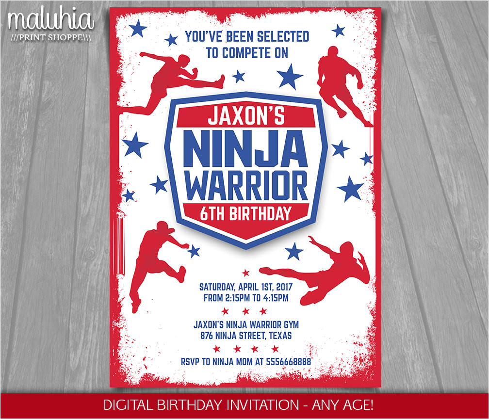 Ninja Warrior Birthday Party Invitation Template Free American Ninja Warrior Invitation Ninja Warrior Invite