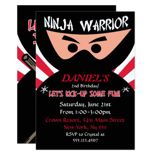 Ninja Warrior Birthday Party Invitation Template Free Ninja Warrior Birthday Invitation Zazzle Com