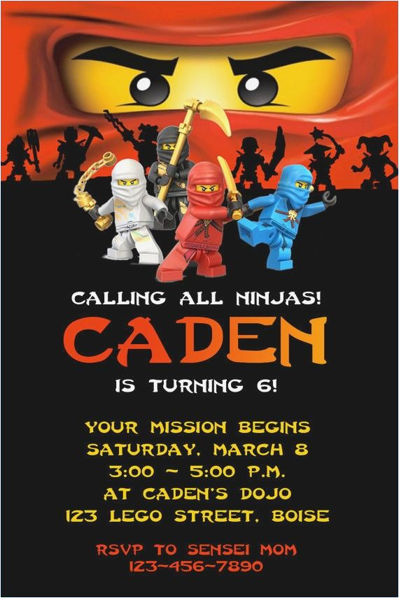 Ninjago Party Invitation Template Free Lego Ninjago Ninja Birthday Party Invitation by