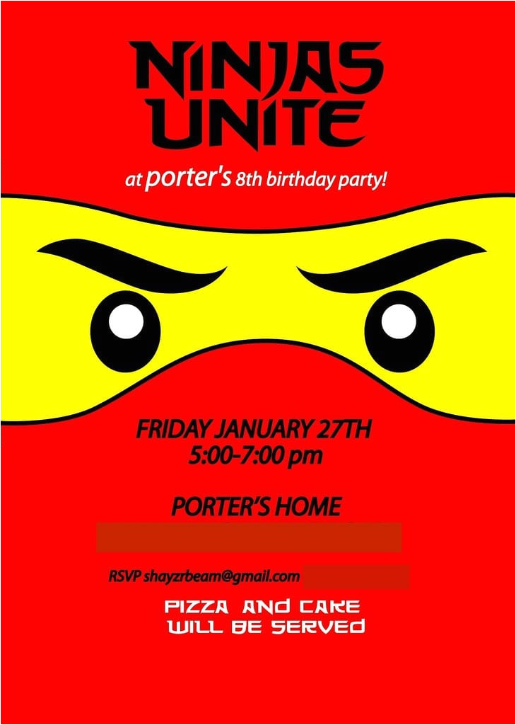 Ninjago Party Invitation Template Free Ninjago Invitation Template Free