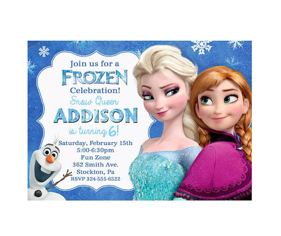 Olaf Birthday Invitation Template Disney Frozen Birthday Party Invitation Elsa Anna Olaf