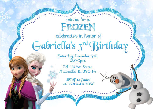 Olaf Birthday Invitation Template Frozen Anna Elsa Olaf Movie Princess Birthday Party
