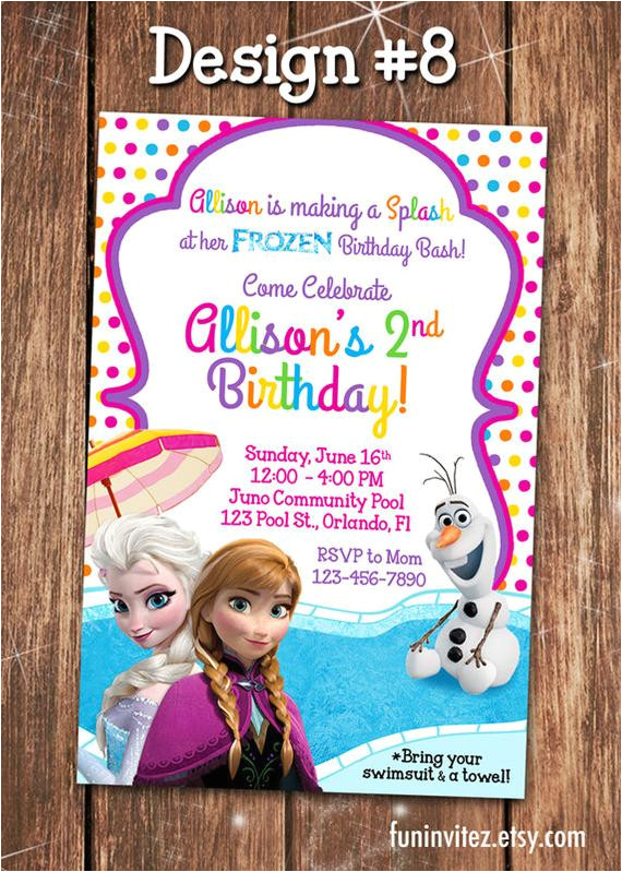 Olaf Birthday Invitation Template Frozen Custom Anna Elsa Olaf Summer Pool Swim Birthday Party