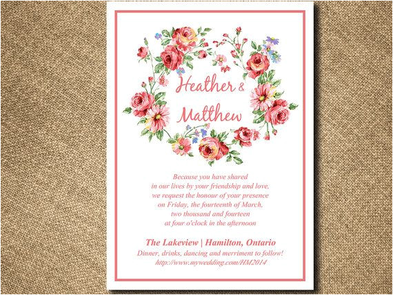 Old Rose Wedding Invitation Template Diy Wedding Invitation Template Vintage Rose Flower