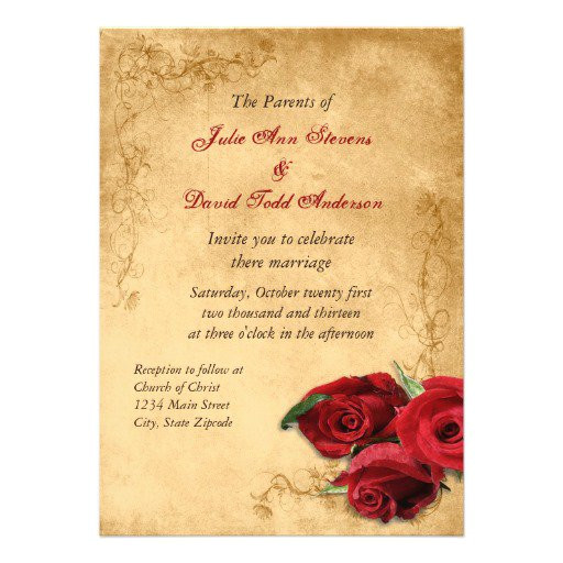 Old Rose Wedding Invitation Template Vintage Rose Wedding Invitations