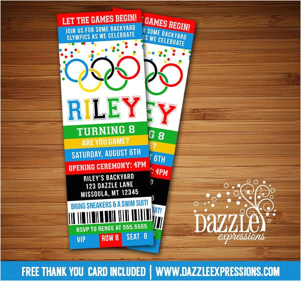 Olympic Party Invitation Template Printable Olympic Games Ticket Birthday Invitation Kids
