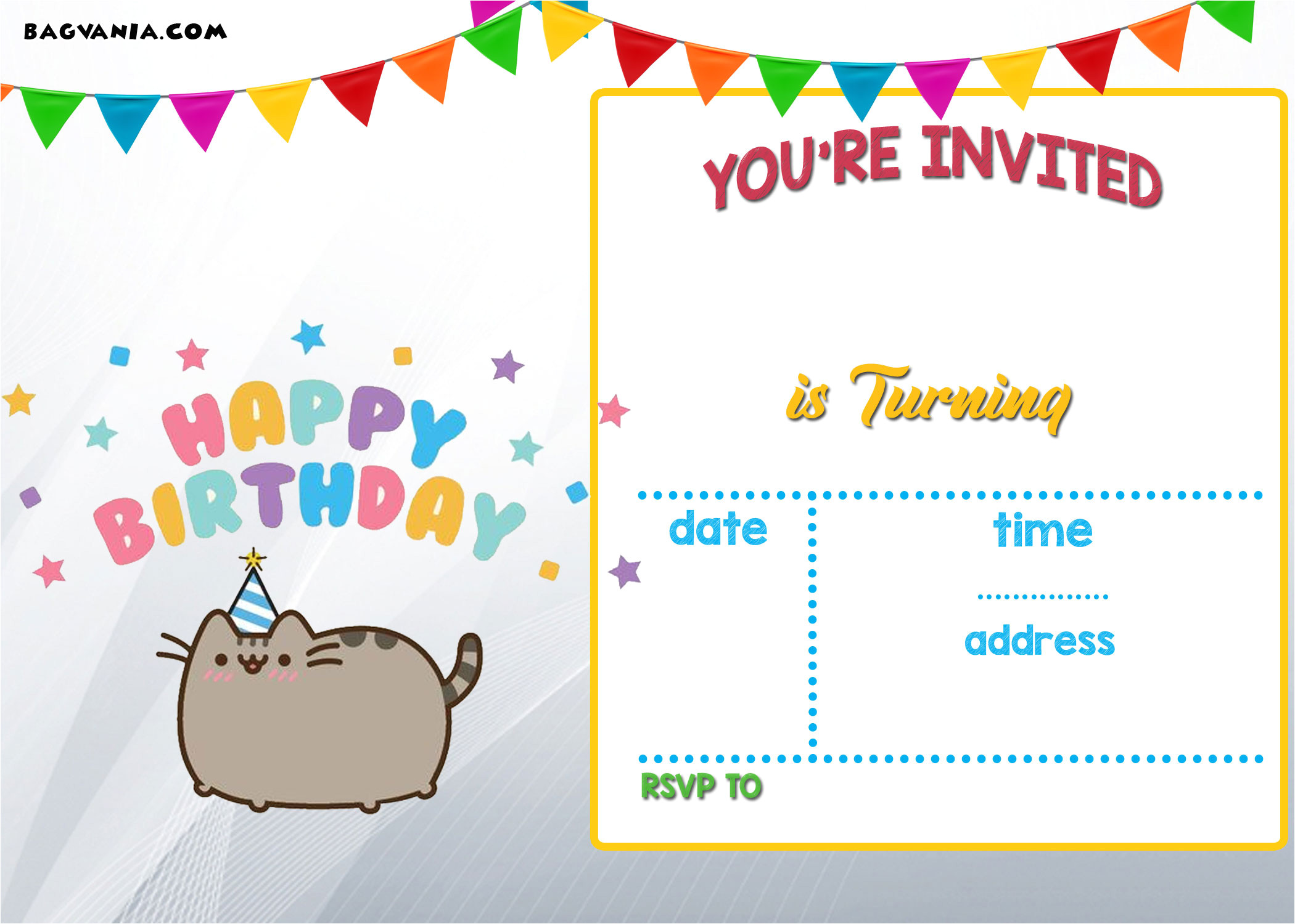 Online Party Invitation Template Free Printable Pusheen Birthday Invitation Template Free