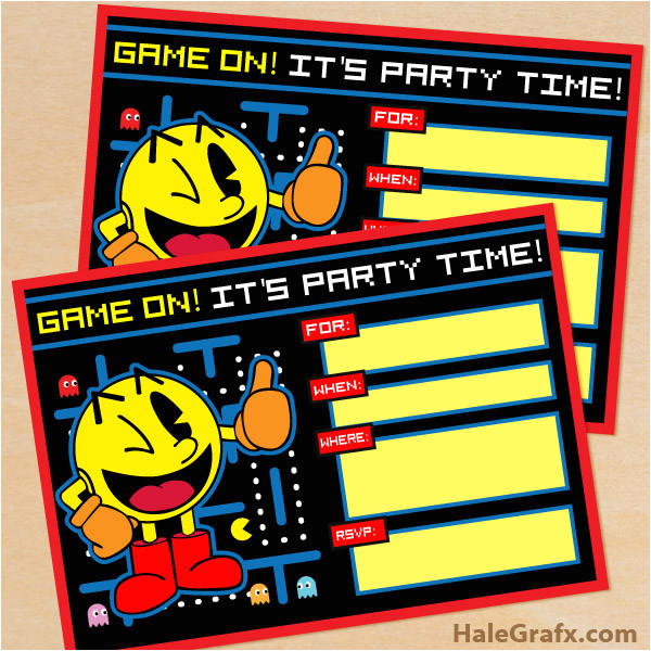 Pac Man Birthday Invitation Template Free Printable Retro Pac Man Birthday Invitation