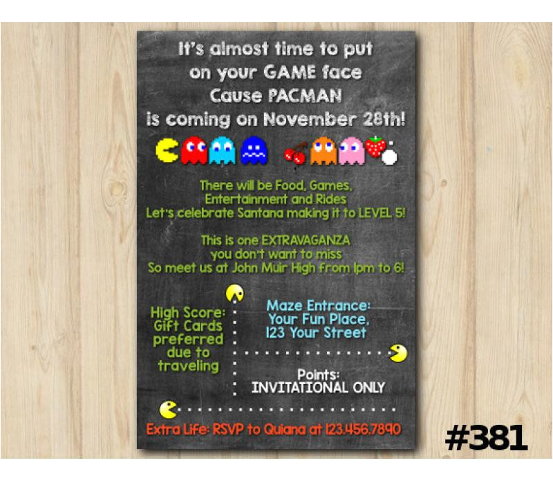 Pac Man Birthday Invitation Template Pac Man Birthday Invitation Pac Man Invitation Template