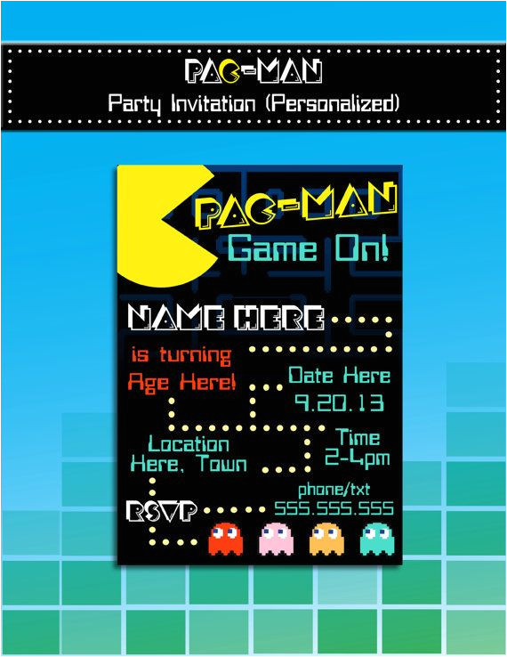 Pac Man Birthday Invitation Template Pacman Birthday Party Invitation Templates