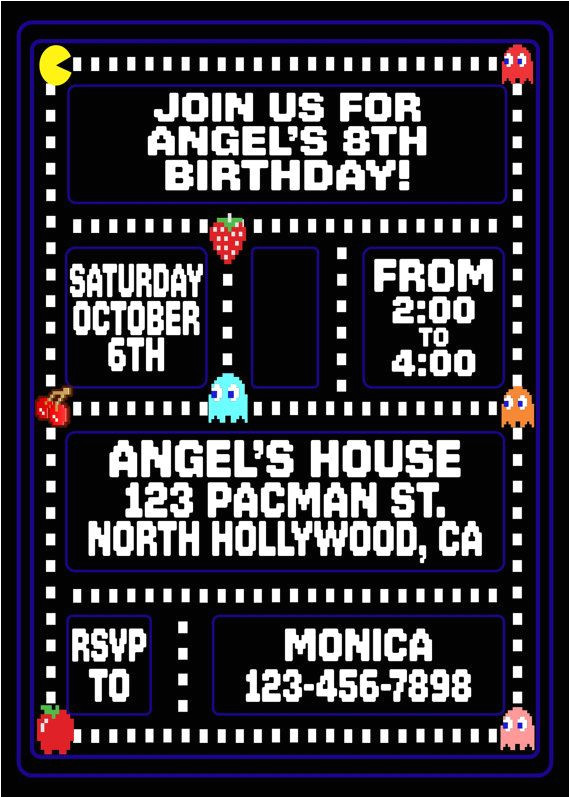 Pac Man Birthday Invitation Template Pacman Invitation Pacman Birthday Invitation by