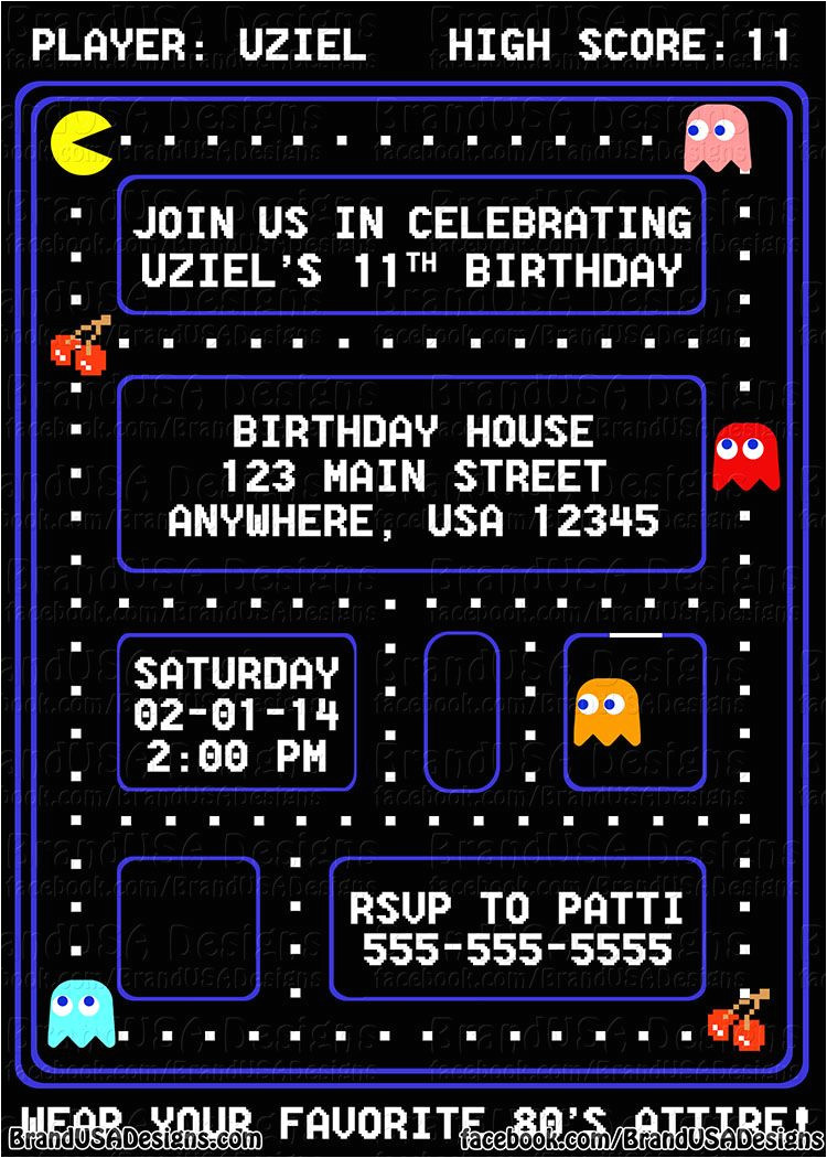 Pac Man Birthday Invitation Template Pacman Party Invitations Google Search Party Ideas