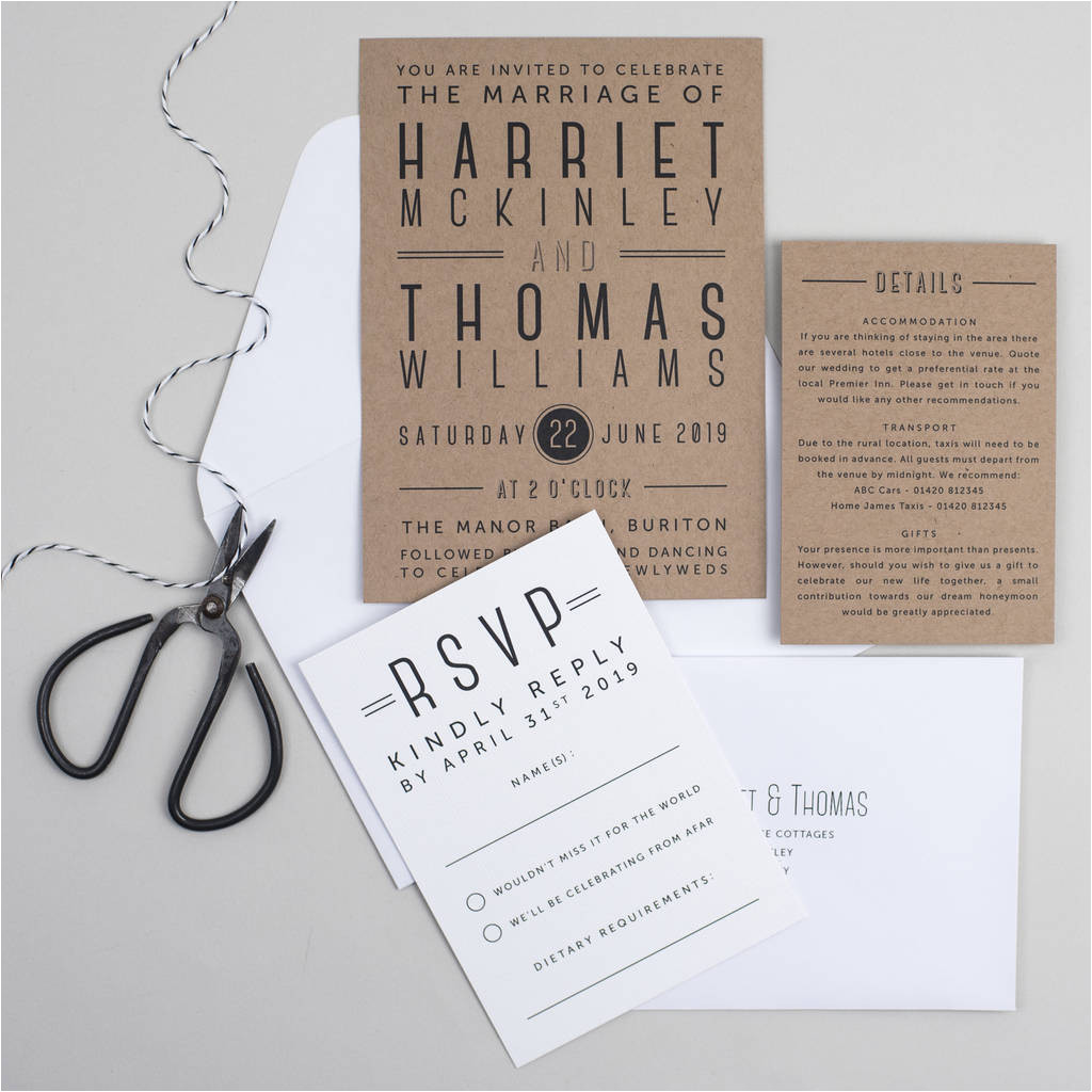 Paper Type Wedding Invitation Graphic Type Wedding Invitation by Pear Paper Co