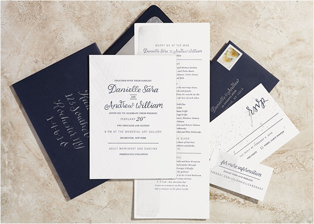 Paper Type Wedding Invitation Navy and Silver Hand Painted Wedding Invitations