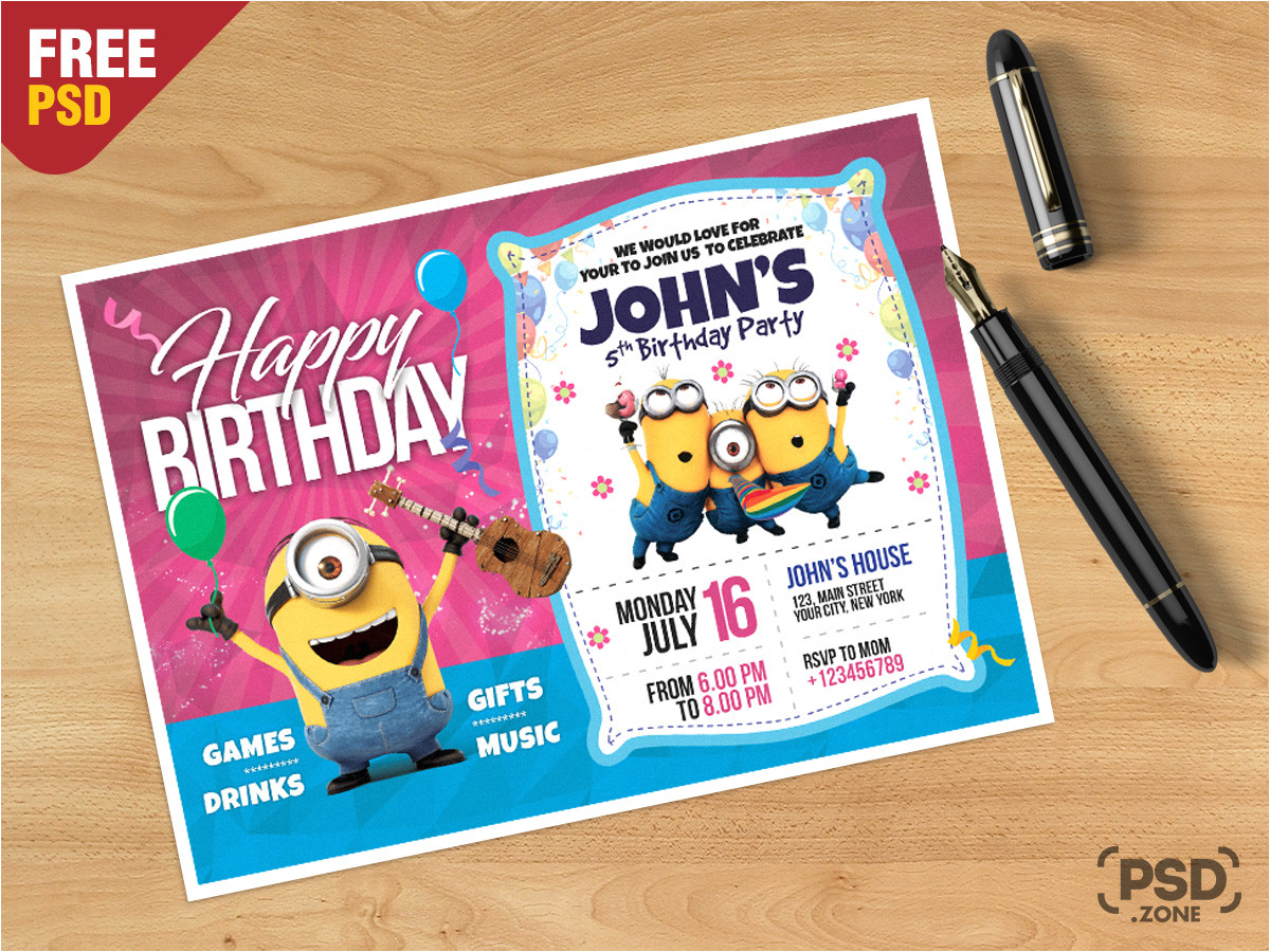 Party Invitation Card Template Psd Birthday Invitation Card Template Psd Psd Zone