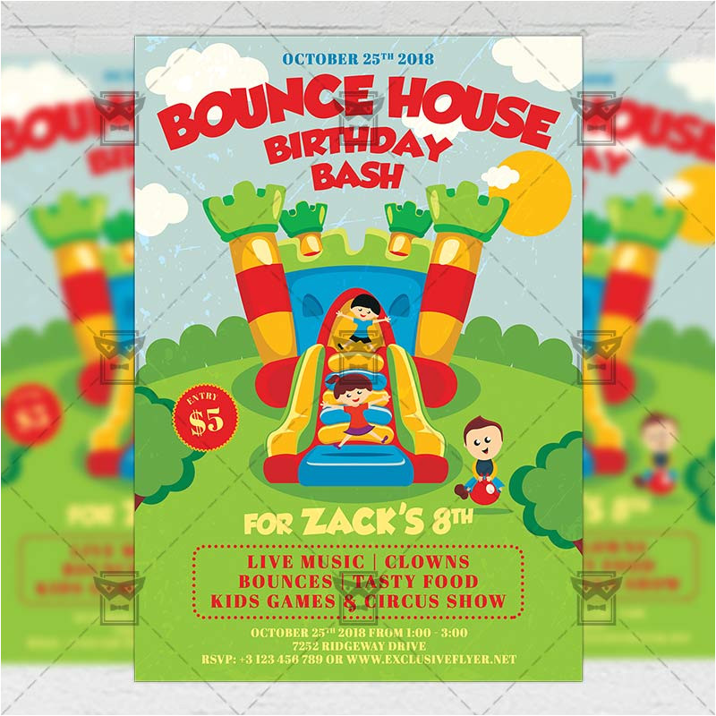 Party Invitation Card Template Psd Kids Birthday Bash Invitation Card A5 Psd Template