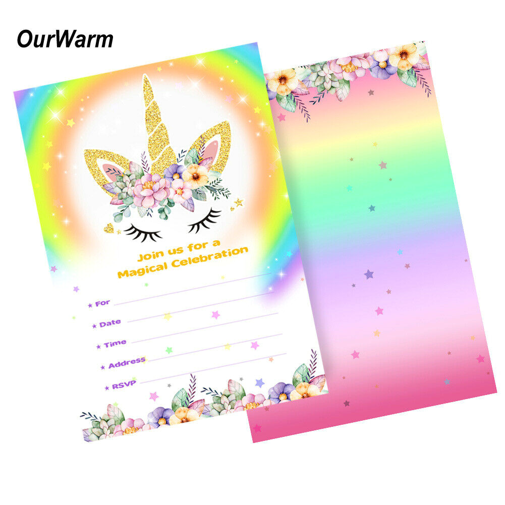 Party Invitation Cards with Envelopes 10 Birthday Party Unicorn Invitation Invite Card Envelope