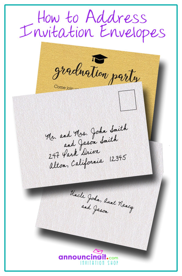 Party Invitation Cards with Envelopes How to Address Graduation Invitations