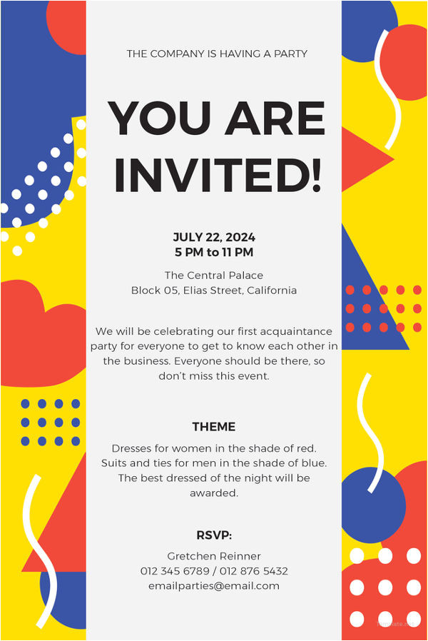 Party Invitation Email format 15 Email Invitation Template Free Sample Example