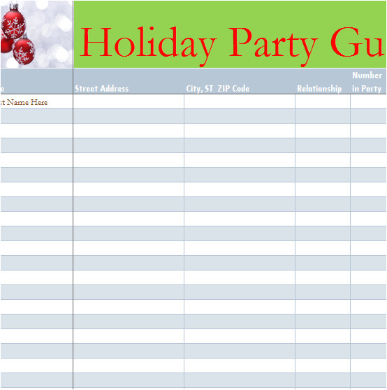 Party Invitation List Template Holiday Party Guest List My Excel Templates