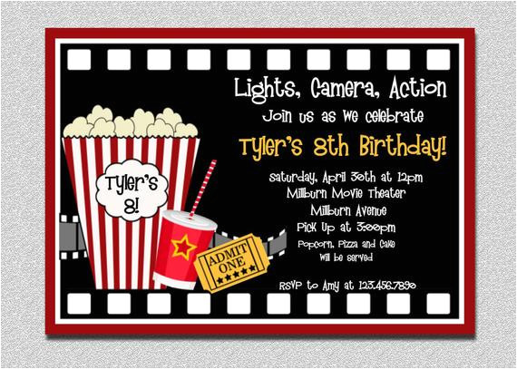 Party Invitation Movie Template Movie Birthday Invitation Movie Night Birthday Party