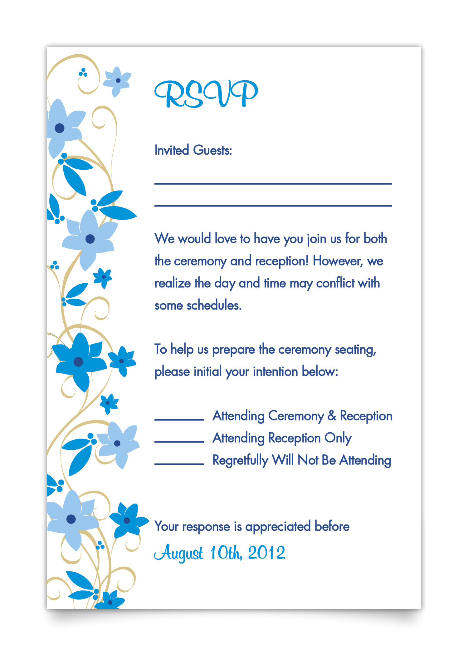 Party Invitation Reply Template Adults Only Wedding Wording